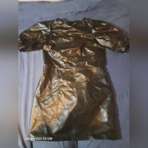 Black faux leather submission dress